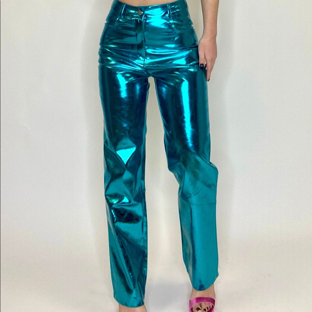 Amy Lynn Blue Metallic Lupe Pants - Picture 6 of 16